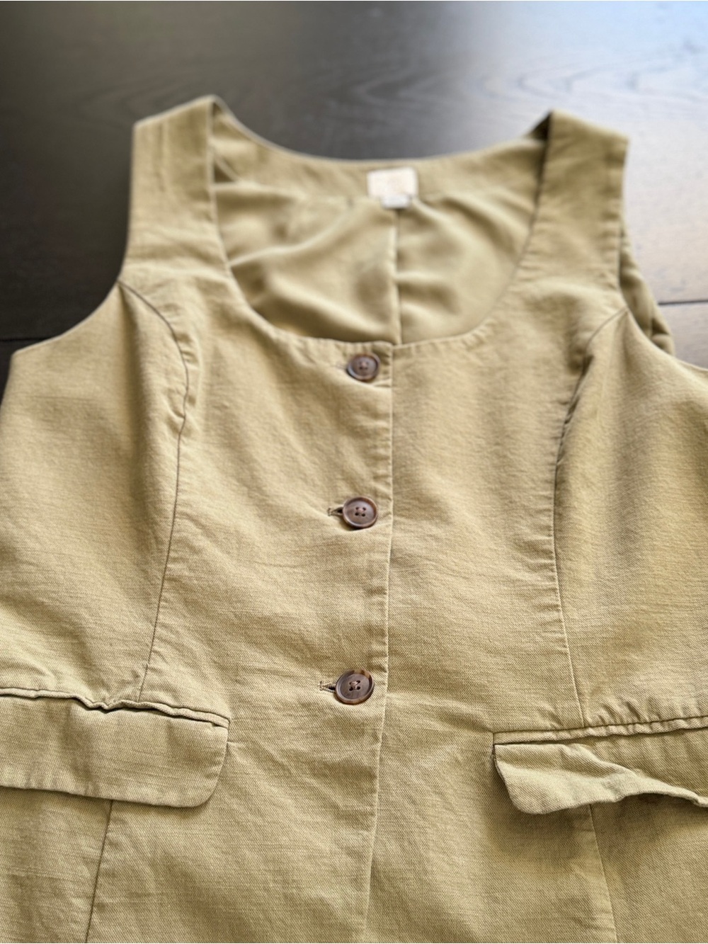 A New Day Women's XL Olive Green Button-Front Vest - Picture 6 of 6
